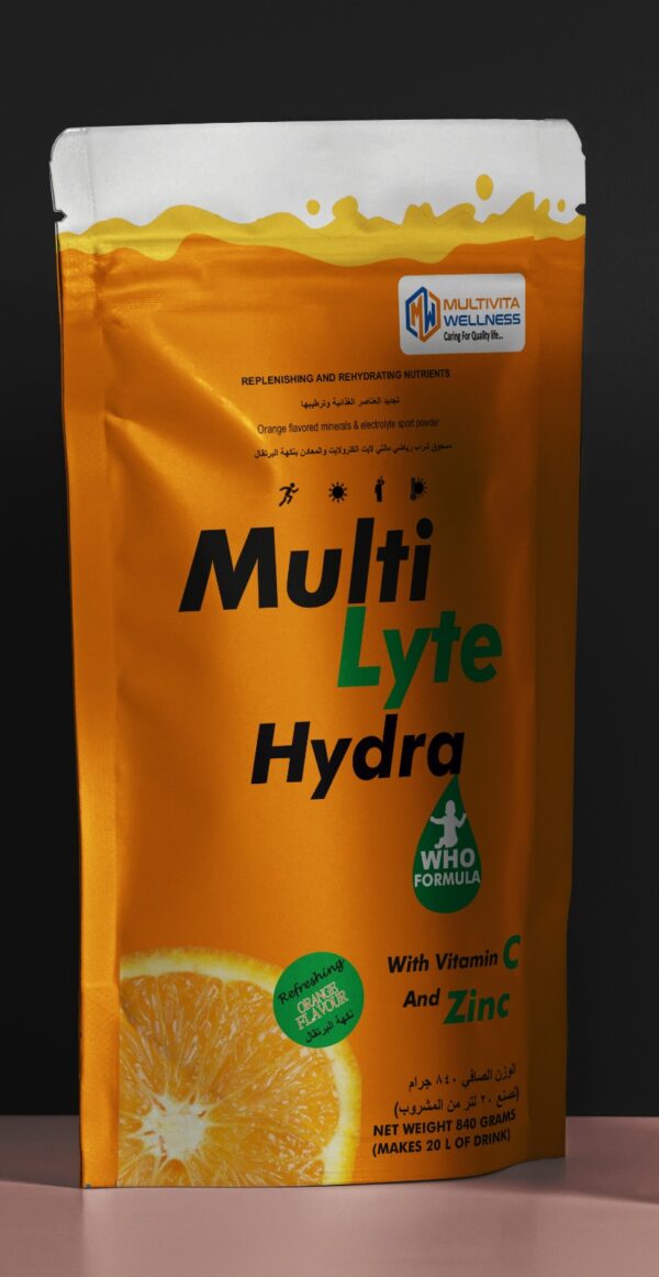MULTILYTE HYDRA ORANGE  WITH VITAMIN C  and ZINC– 840 grams for 20 L WATER - Image 3