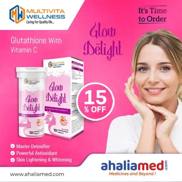 Glutathione vitamin C effervescent tablets pack for skin glow