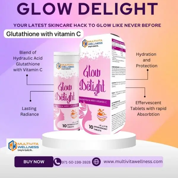 Glutathione with vitamin C effervescent tablets for skin brightening